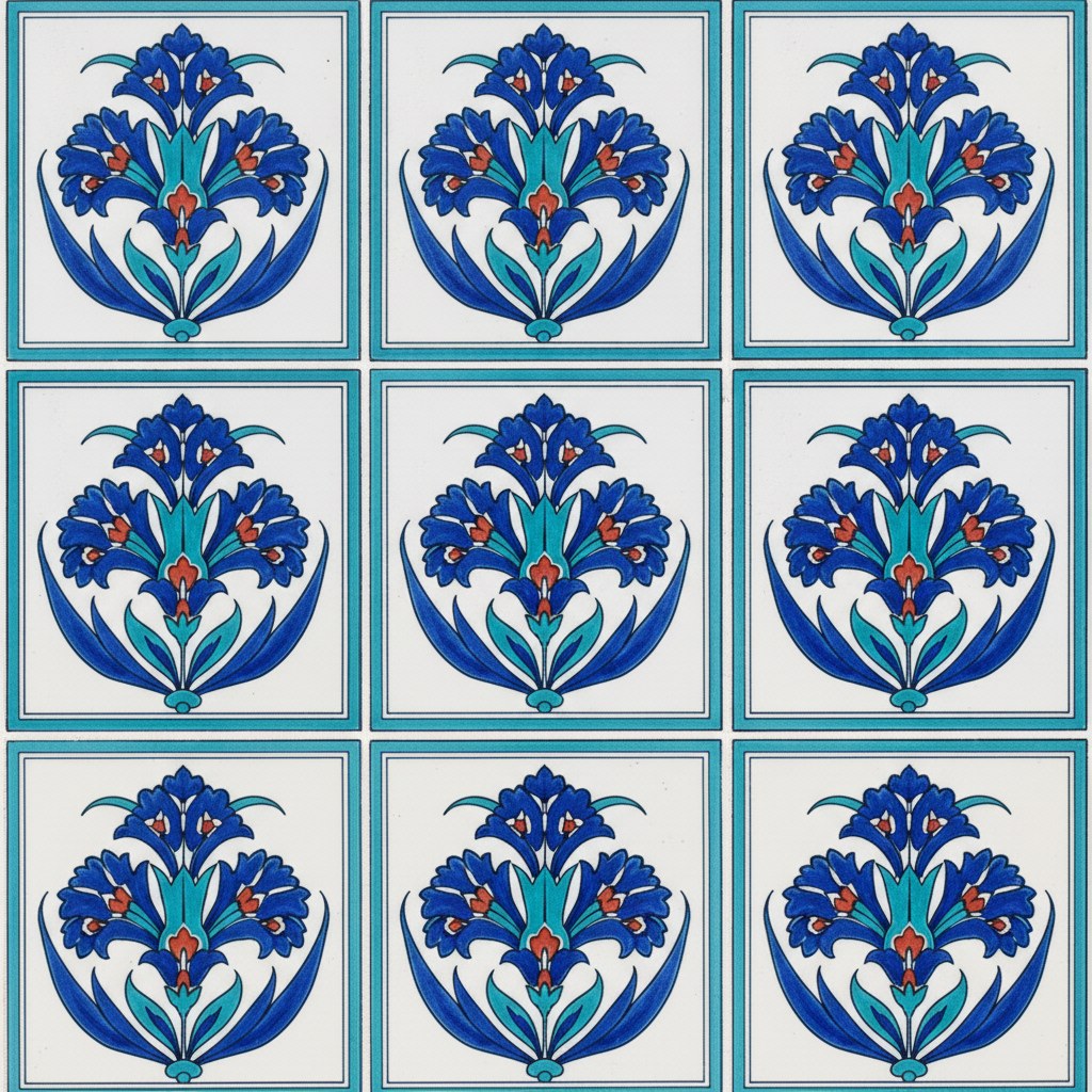 Karanfil bordürlü çini tezgah arası